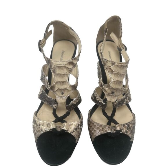 Alexandre Birman Snakeskin Animal Print Platform Open Toe Heels Size 7 Y2K - Picture 4 of 13